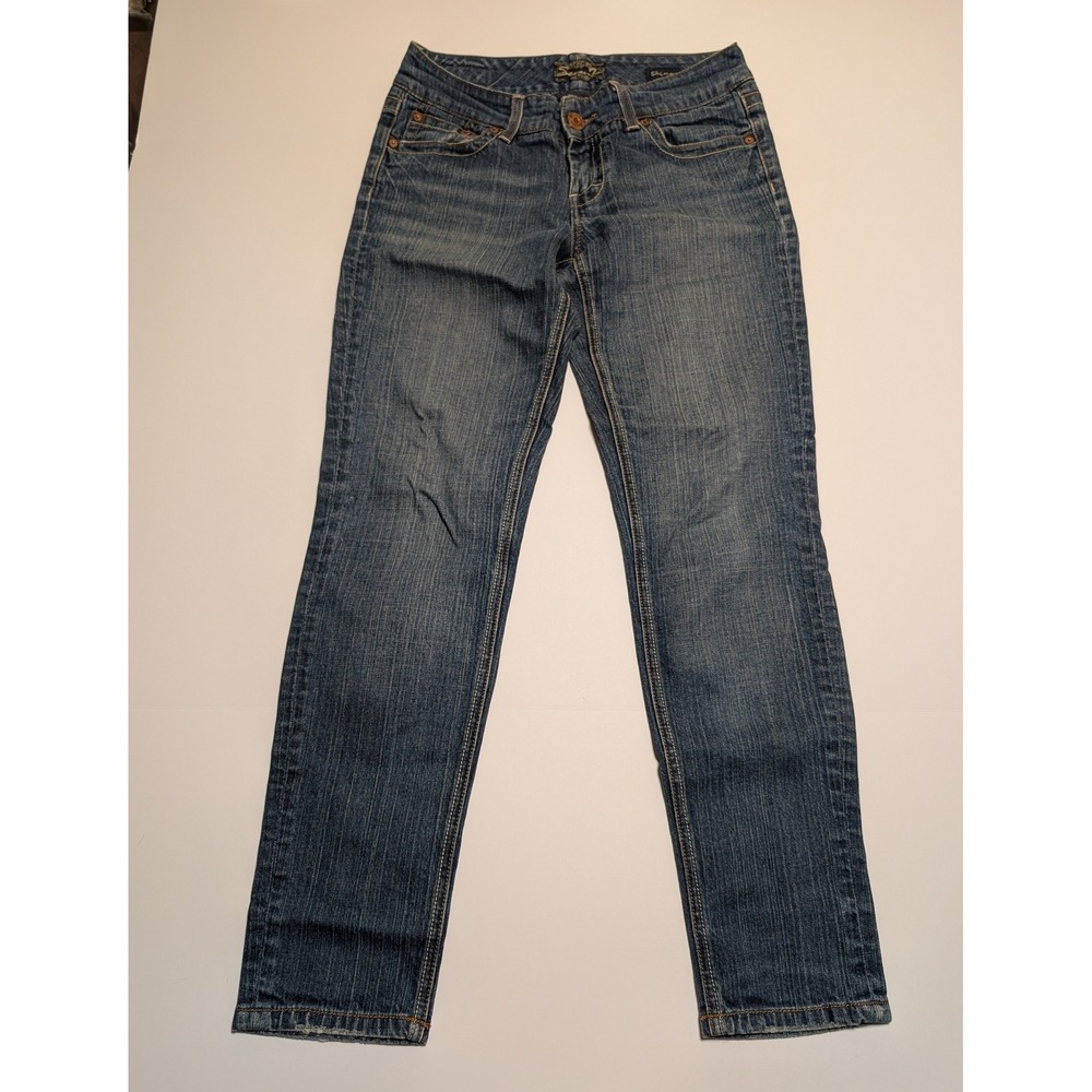 Seven7 Womens Skinny Jeans Medium Wash Low‎ Rise Size 29 Distressed Denim